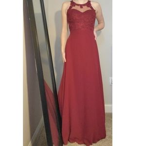 Red Gown with Lace